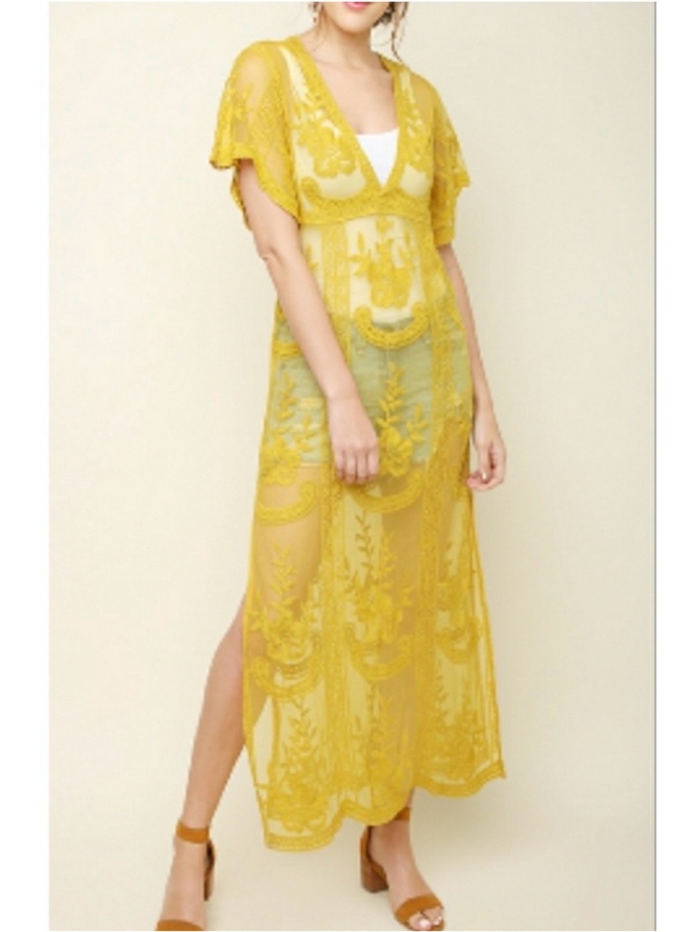 Umgee Embroidered Lace Maxi Dress